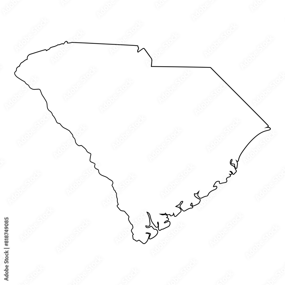 Sticker white solid outline of the state of south carolina