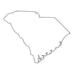 White solid outline of the state of South Carolina