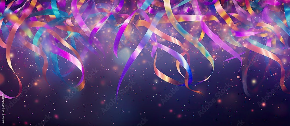 Poster a vibrant ultraviolet background filled with streamers confetti and ample room for additional text o