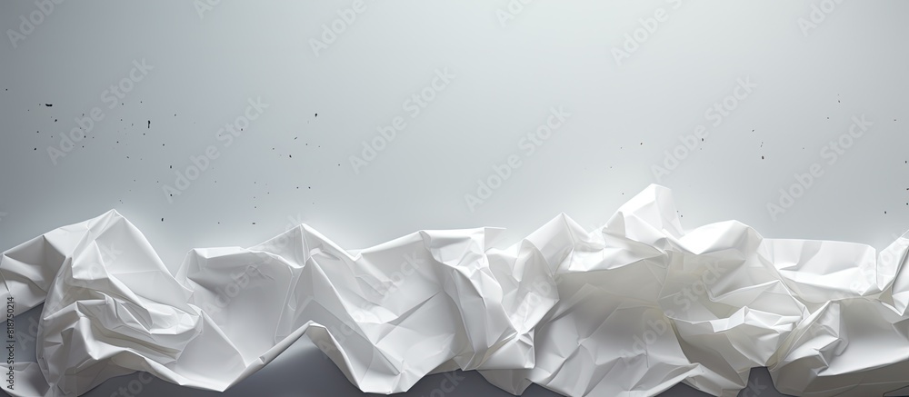 Poster crumpled white paper with blank space to write on. creative banner. copyspace image