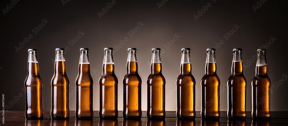 Aufkleber Row of beer bottles with copy space image