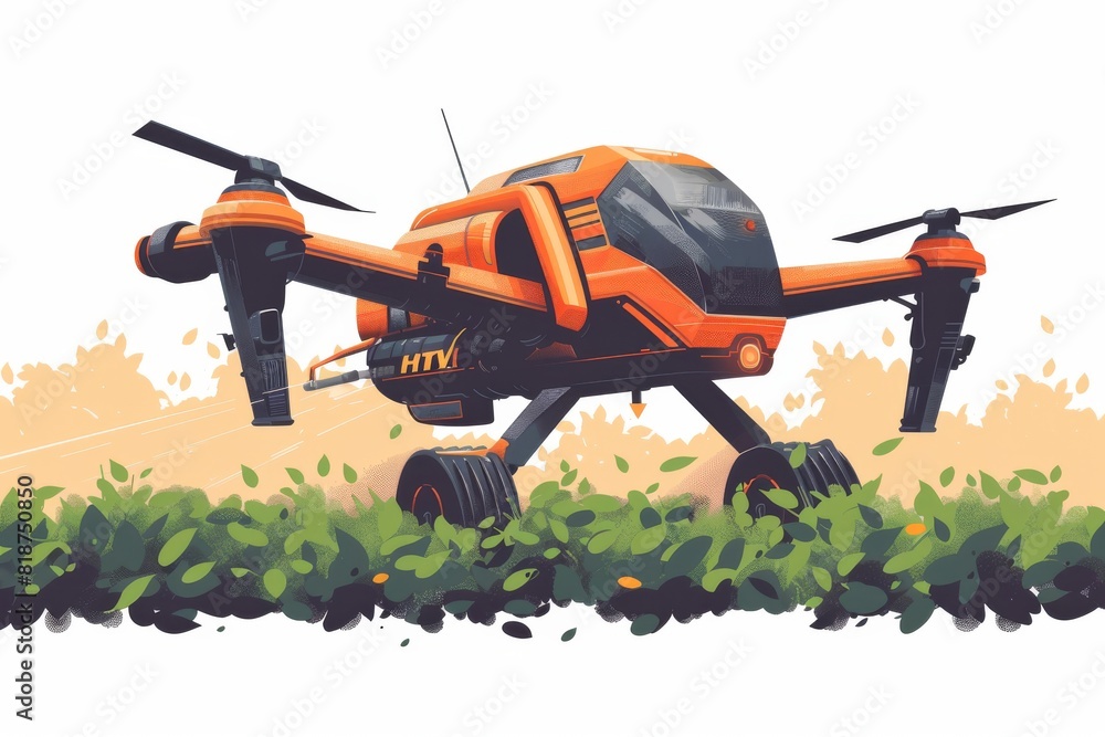 Poster drone technology for agricultural management, remotely monitoring wheat and potato crops with smart 