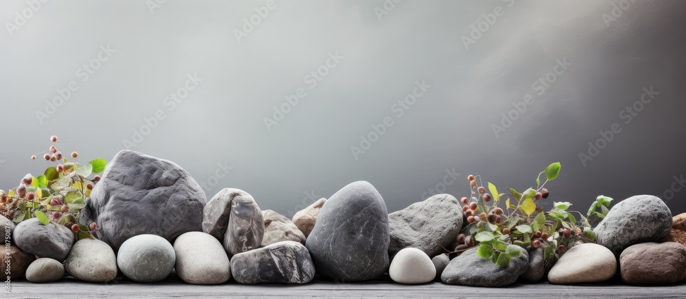 Poster Copy space image of stones with a textured background 45 characters