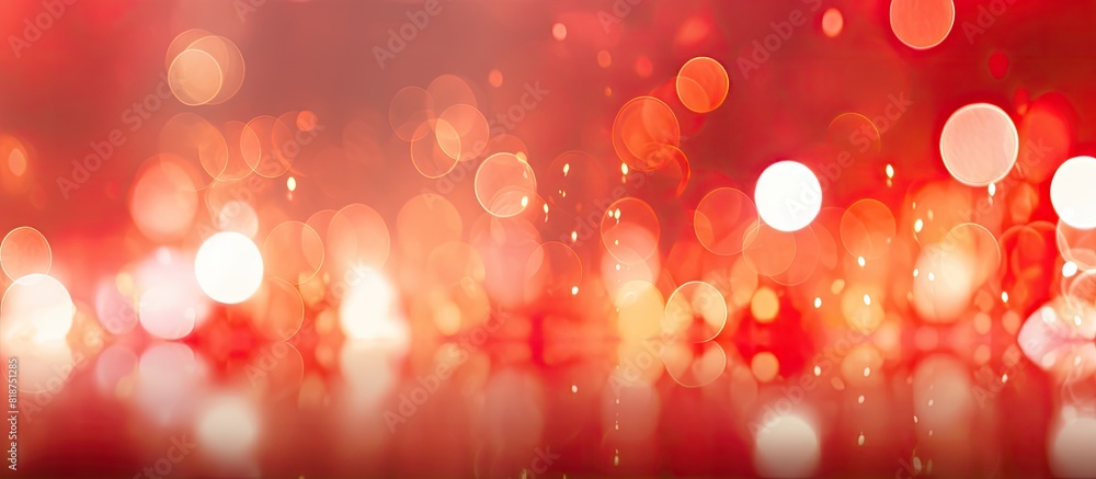 Poster the abstract background features red bokeh lights which create a blurred effect there is copy space 