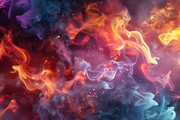 A visually dynamic abstract background featuring neon lights and intricate technological patterns