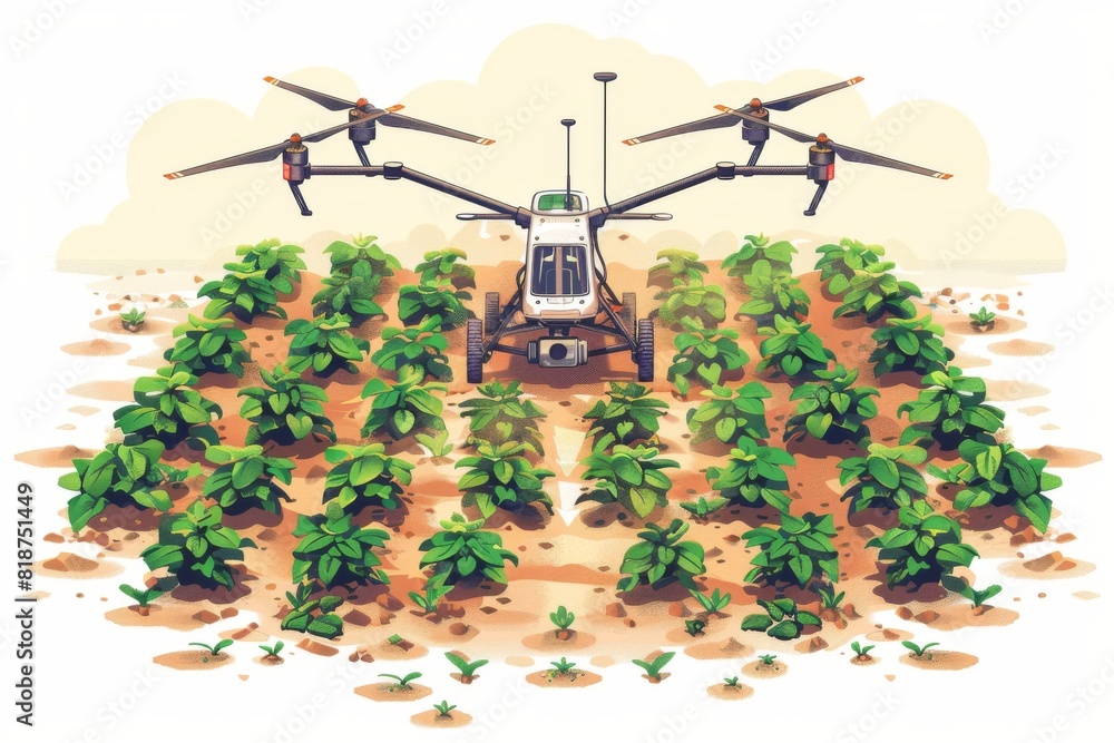 Aufkleber agritech field monitoring with drones for smart farming, utilizing 4k drone technology for soil and 