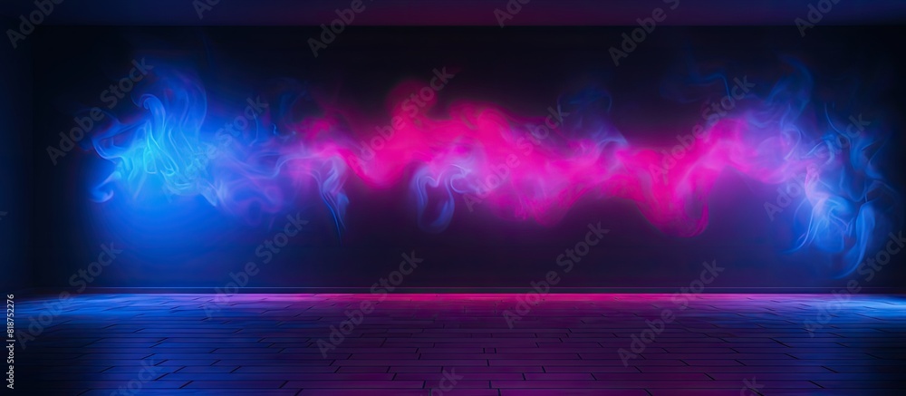 Leinwandbilder dark room with empty walls neon light smoke and a captivating glow providing an ideal background for