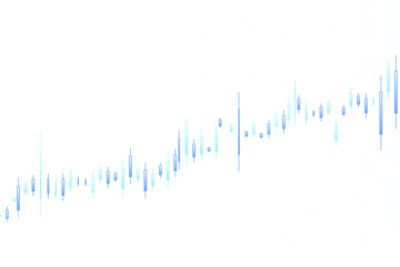 A horizontal financial candlestick chart depicted on a white background, conveying market analysis concept