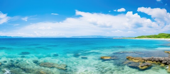 A mesmerizing seascape of Okinawa s Miyakojima with its stunning beauty offers a captivating copy space image