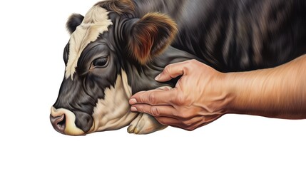 Closeup of a hand applying muscle rub to a calf, isolated on white background, detailed and comforting, perfect for massage therapy and muscle care advertisements