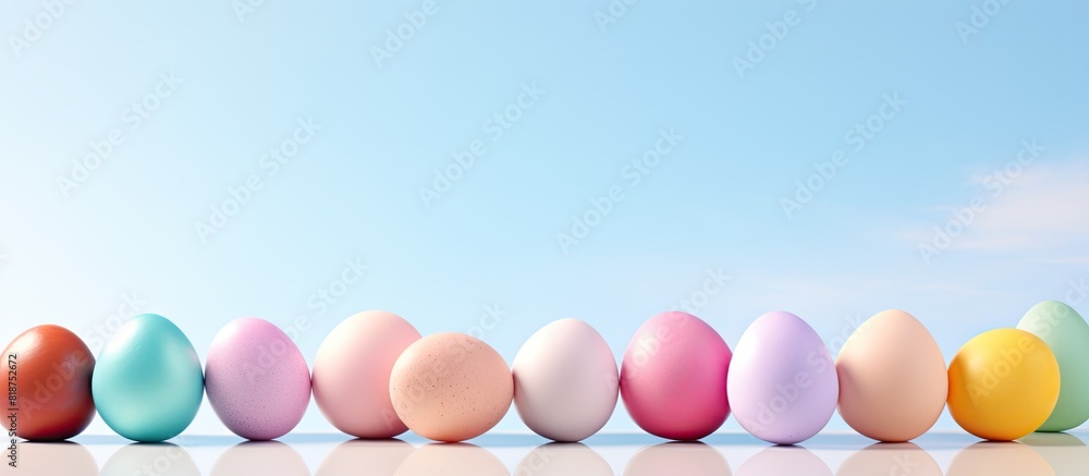 Aufkleber a copy space image featuring pastel colored easter eggs with a blank white label on a holiday themed