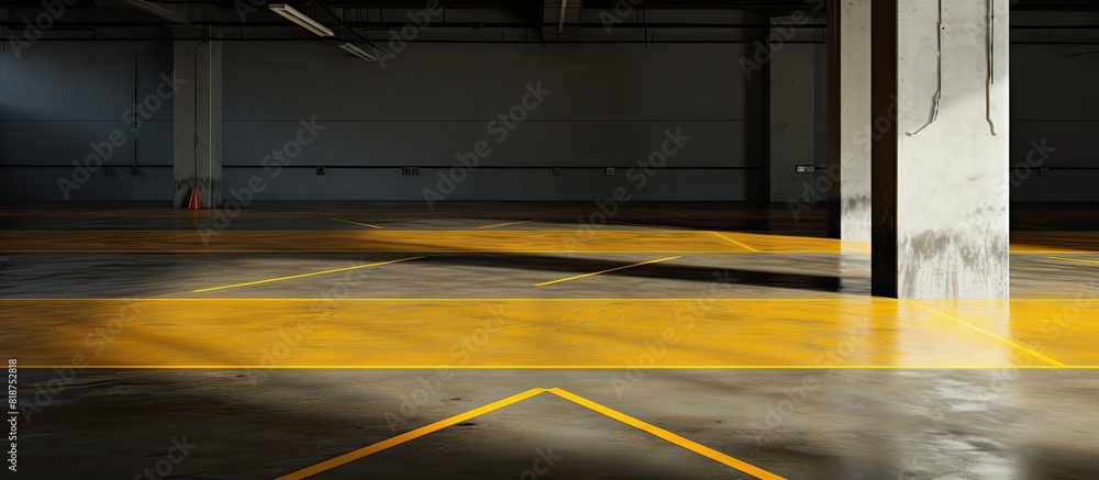 Poster The floor is marked with warning lines that create a visual boundary leaving some empty space around them for a copy space image