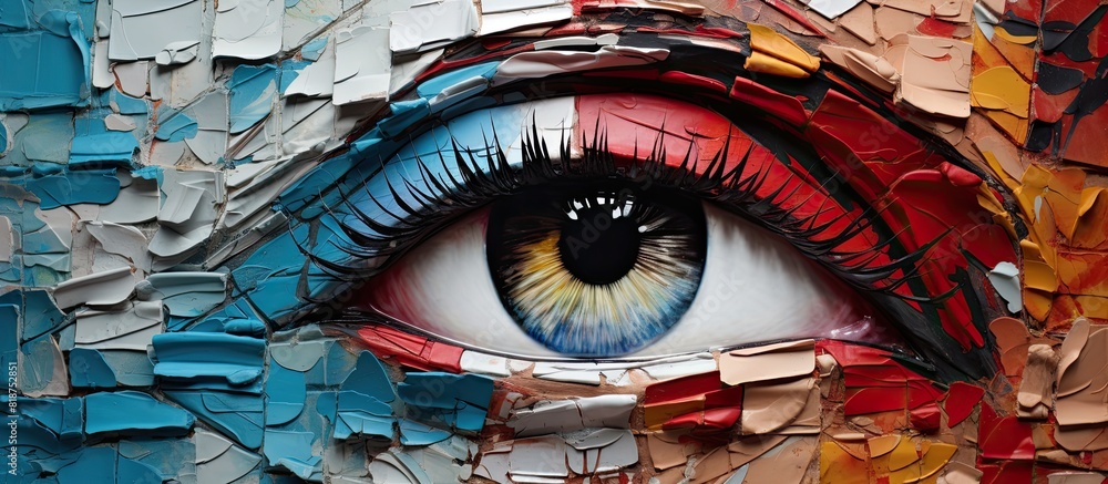 Aufkleber A vibrant collage of torn paper with a variety of colors creating an eye catching and dynamic copy space image
