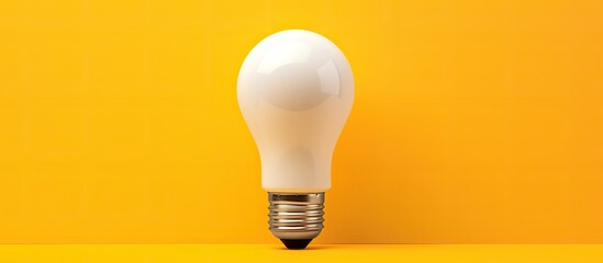 The LED light bulb is showcased on a vibrant yellow background providing ample space for additional content or text incorporation