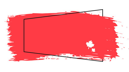 Abstract paint brush textured stripes in Canada flag color red with maple leaf.  Design element for Canada day, Victoria day. Transparent background.