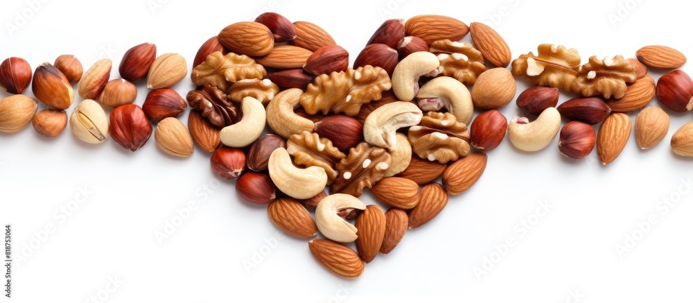 Aufkleber Different nuts combined to form a heart shape against a white background providing ample copy space for additional images or text
