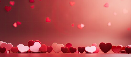 A visually appealing Valentine s Day themed image featuring hearts in the background with copy space for additional content