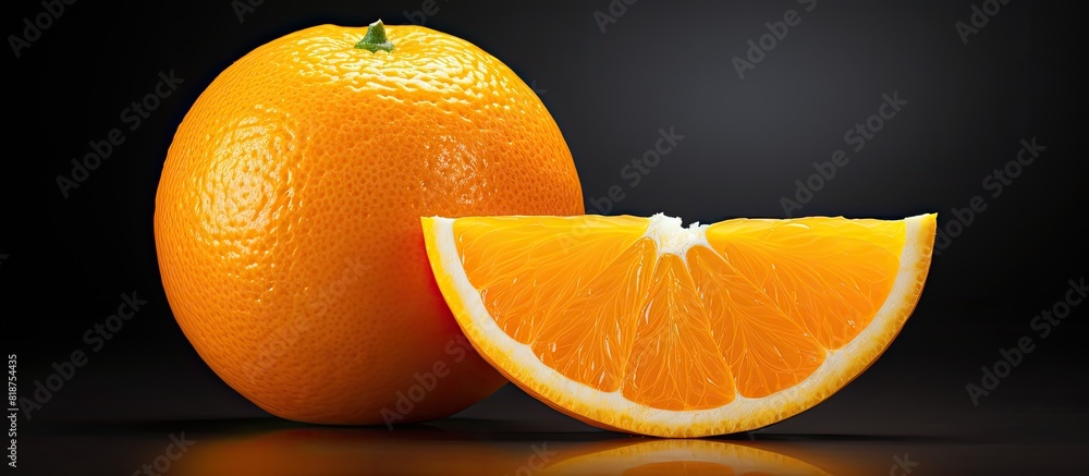 Poster fresh and natural orange fruit with half of it available for copy space image