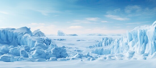 The ice has a stunning frozen texture creating an exquisite scenery with a copy space image