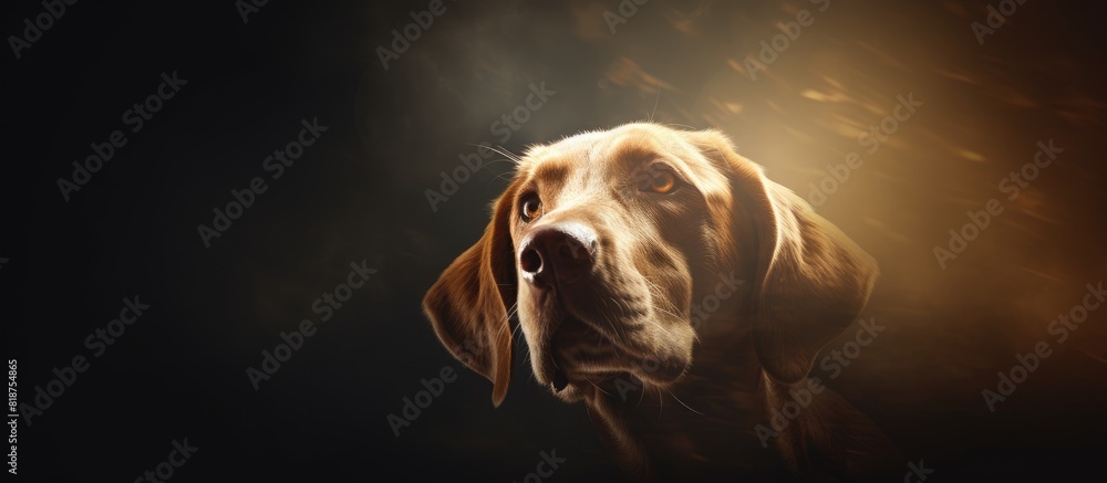 Poster The image showcases the head of a dog leaving empty space around it. Creative banner. Copyspace image