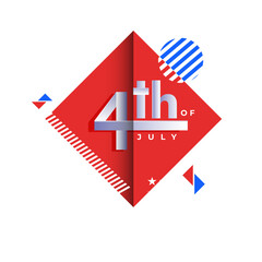 Fototapeta premium 4th Of July, Independence Day poster or template design with abstract elements on png background.
