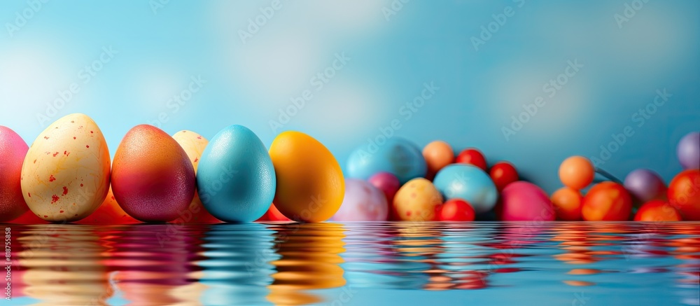 Aufkleber colorful easter eggs on a background with copy space image