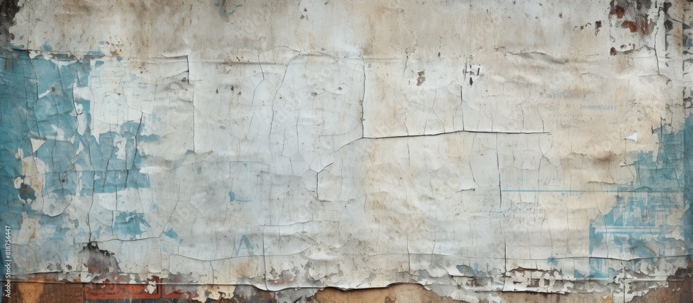 Poster Old ripped street billboard posters with crumpled creased and grungy paper textures create a blank copy space image