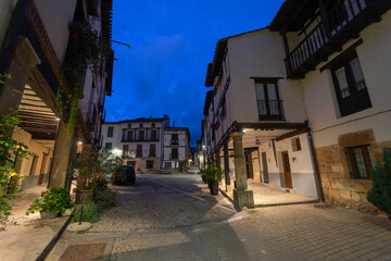 Village and medieval house in Covarrubias in northern Spain at night. Burgos