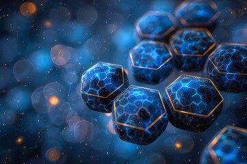 Abstract Hexagonal Futuristic Background with Glowing Blue Light Patterns - Modern Design for Digital Media and Technology