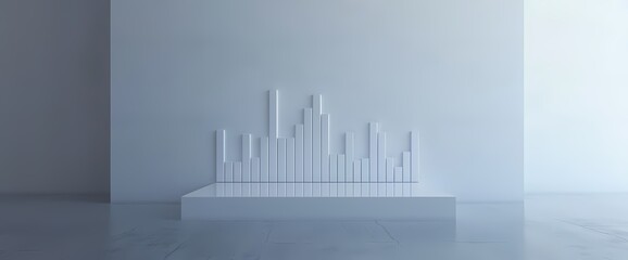Minimalist depiction of a sudden surge in market performance, presented in a sleek bar graph on a flawless white surface.