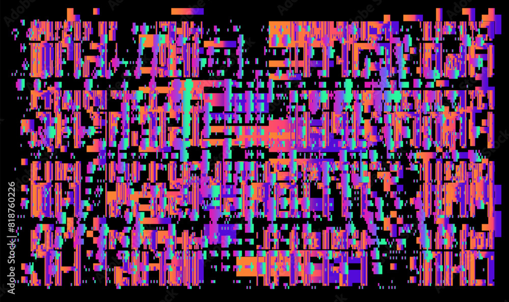 Leinwandbilder Glitched texture with holographic random pixel noise. Conceptual illustration of a technological bug and a error in the system.