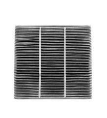 Dirty carbon car air filter with many dust, black and white image of old used carbon car's filter, Car air maintenance concept.