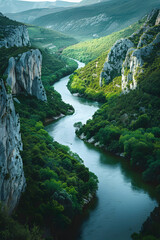 Beautiful view of a mighty river inside a canyon, summer concept vacation concept holidays