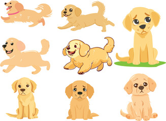 Fototapeta premium Dog Clipart, Puppy, Beagle, Golden Retriever