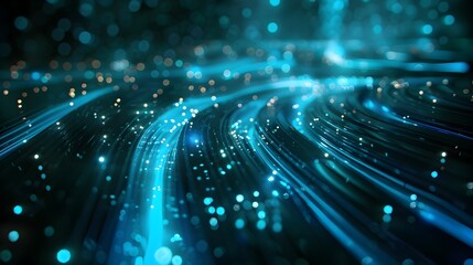 Luminous Fiber Optic Cables Representing the Interconnected Quantum Computing Network System of Global Intelligence and Data Transfer