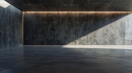 Minimalist and Austere Interior with Geometric Wall Design and Pavement Floor