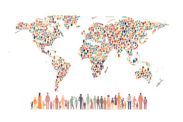 Naklejka premium Flat style World Population Day illustration on a white background.