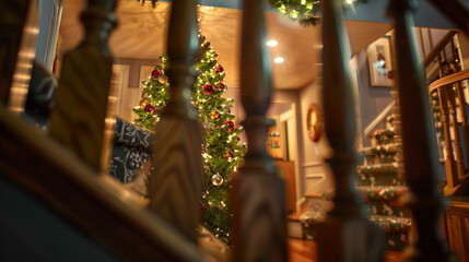 Obraz premium Mysterious room revealed behind a bookshelf staircase, filled with curious artifacts and old maps.