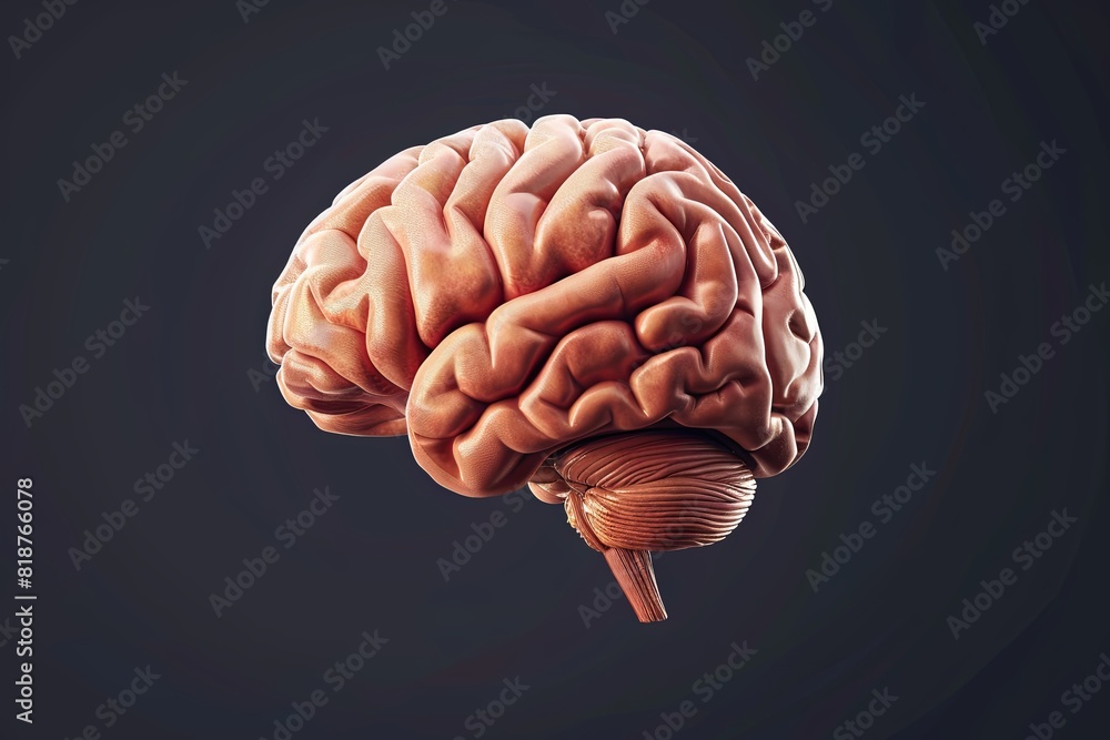Poster a human brain displayed on a black background, showcasing intricate neural pathways and structure. g