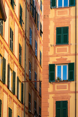 Colored building facades in the town of Camogli