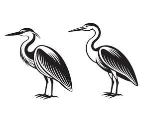 create a minimalist egret set vector art illustration