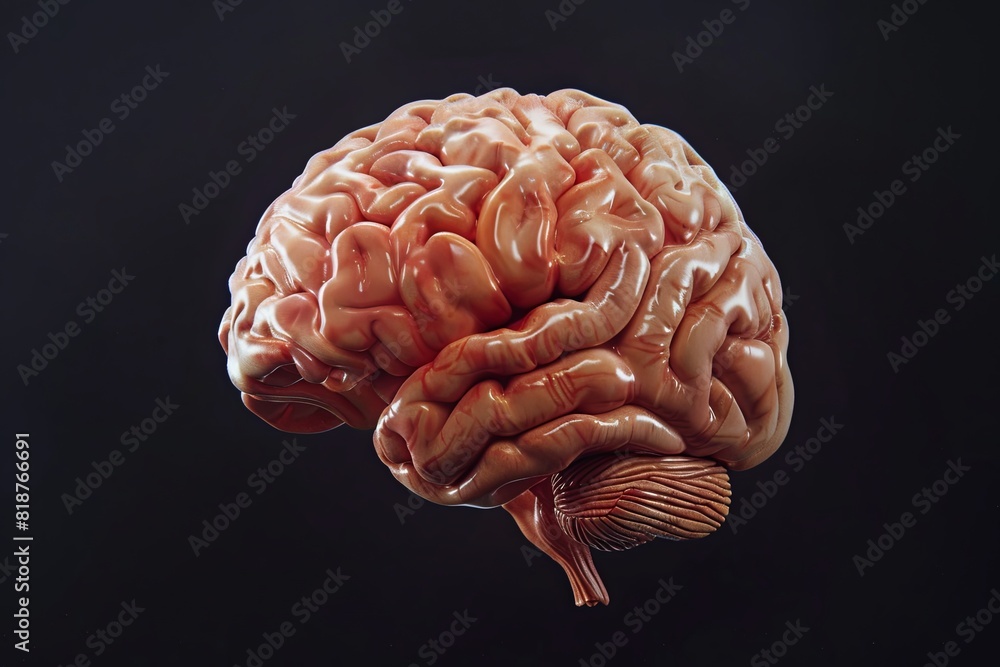 Poster a detailed view of a human brain, showcasing its intricate network of neurons and structures. genera