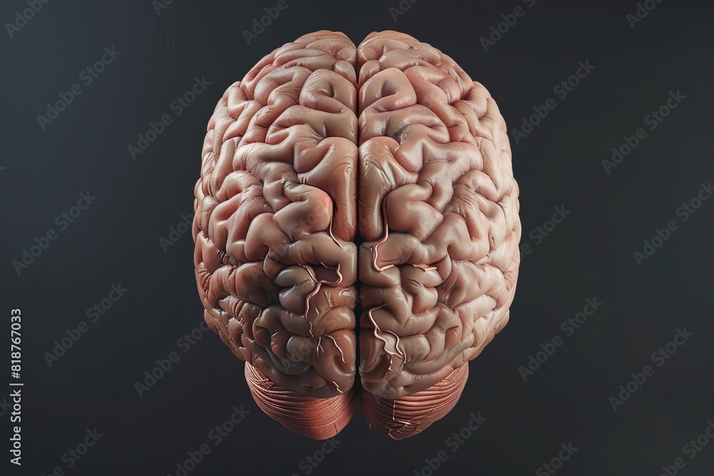 Poster an anatomical view of a dissected human brain, showcasing its intricate structures and pathways. gen
