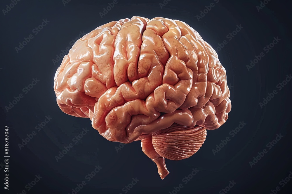 Poster a close-up view of a human brain showing intricate details and structures. generative ai