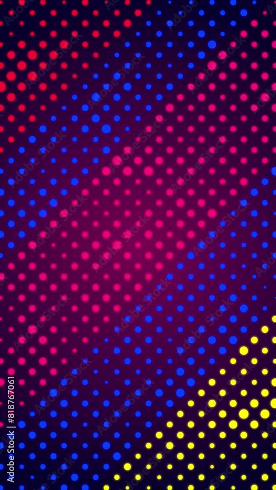 Poster abstract glowing color halftone motion background. moving dots seamless loop. abstract animated dot 