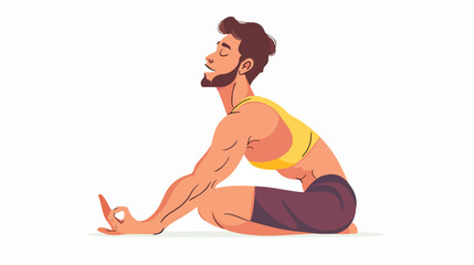 Sports male sitting in ustrasana position isolated