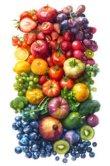 Vibrant Assortment of Nutritious Fruits and Vegetables Showcasing Nature's Abundance