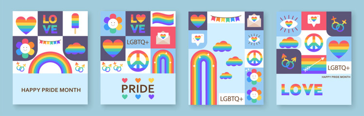Symbol of the proud LGBT community. Rainbow elements. Vector illustration.