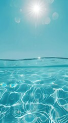 Sparkling Sunlight on Clear Blue Water Surface for Serenity and Relaxation Pool Ocean | Water Side Immersed View