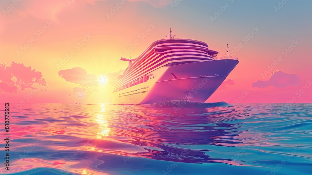 Poster a sizeable cruise ship navigating the vast expanse of the ocean, surrounded by nothing but water. ge
